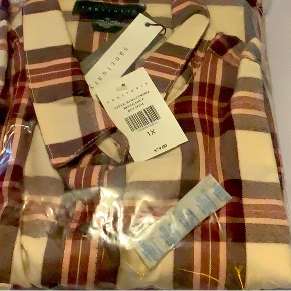 Sanctuary Plaid flannel Boyfriend For‎ Life Shirt size 1X - Picture 5 of 5